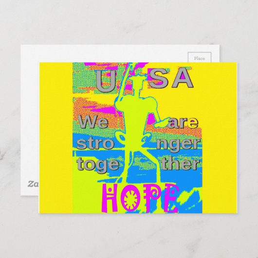 Carte Postale USA Unity Design : Espoir et force (Devant / Derrière)