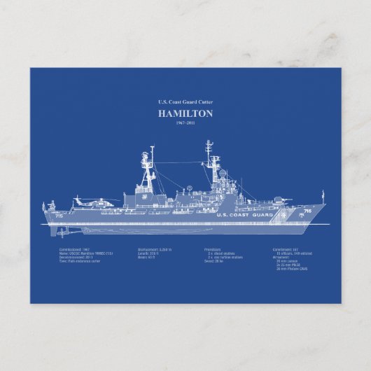 Carte Postale USCG Cutter Hamilton whec-715 - ABD (Devant)
