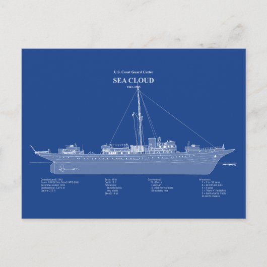 Carte Postale USCG Cutter Sea Cloud wpg-284 - ABD (Devant)