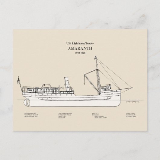 Carte Postale USCG Lighthouse Tender Amaranth - SBD (Devant)