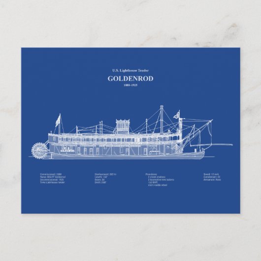 Carte Postale USCG Lighthouse Tender Goldenrod - ABD (Devant)