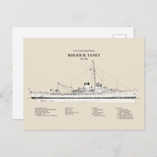 Carte Postale USCG Roger B. Taney whec-37 - SBD (Devant / Derrière)