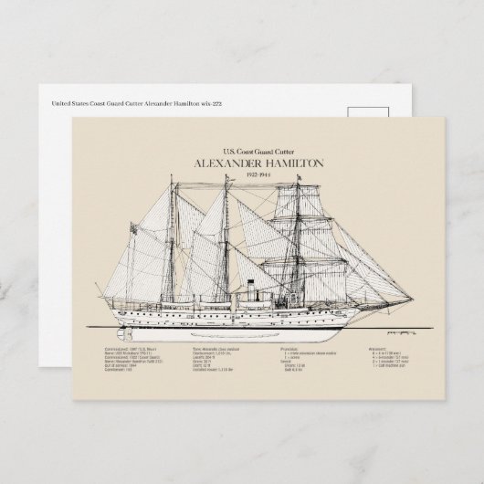 Carte Postale USCGC Alexander Hamilton wix-272 - SBD (Devant / Derrière)