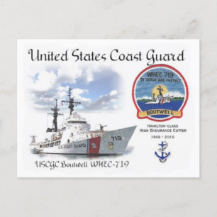 CARTE POSTALE USCGC BOUTWELL WHEC-719 CUTTER