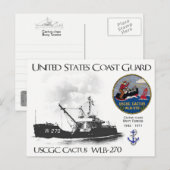 CARTE POSTALE USCGC CACTUS WLB-270 BUOY TENDER (Devant / Derrière)
