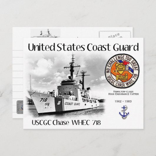 CARTE POSTALE USCGC CHASE WHEC 718 CUTTER (Devant / Derrière)