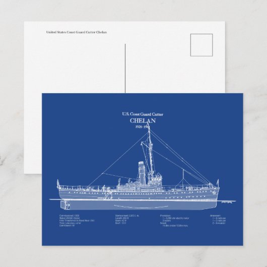 Carte Postale USCGC Chelan - ABD (Devant / Derrière)