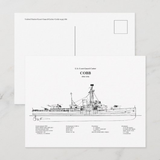 Carte Postale USCGC Cobb wpg-181 - BD (Devant / Derrière)