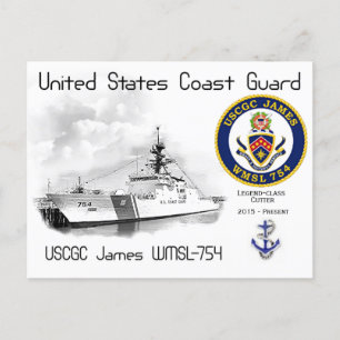 CARTE POSTALE USCGC JAMES WMSL-754 CUTTER