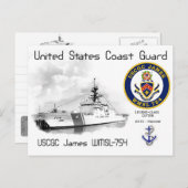 CARTE POSTALE USCGC JAMES WMSL-754 CUTTER (Devant / Derrière)