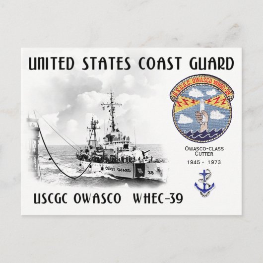 CARTE POSTALE USCGC OWASCO WHEC-39 CUTTER (Devant)