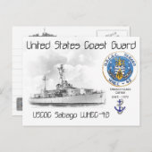 Carte Postale USCGC Sabago WHEC-42 Cutter (Devant / Derrière)