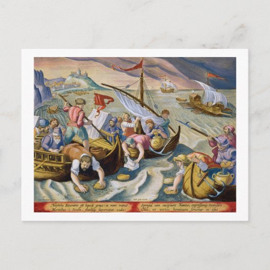 Carte Postale Using Sponges to Collect Naphtha from the Surface (Devant)