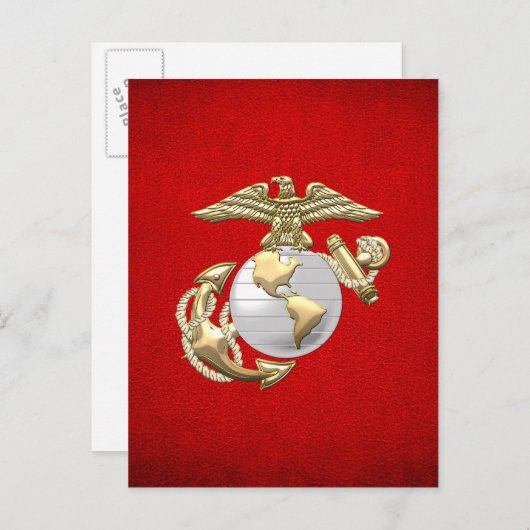 Carte Postale USMC Eagle, Globe & Ancre (EGA) [3D] (Devant / Derrière)