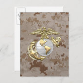 Carte Postale USMC Eagle, Globe & Ancre (EGA) [3D] (Devant / Derrière)
