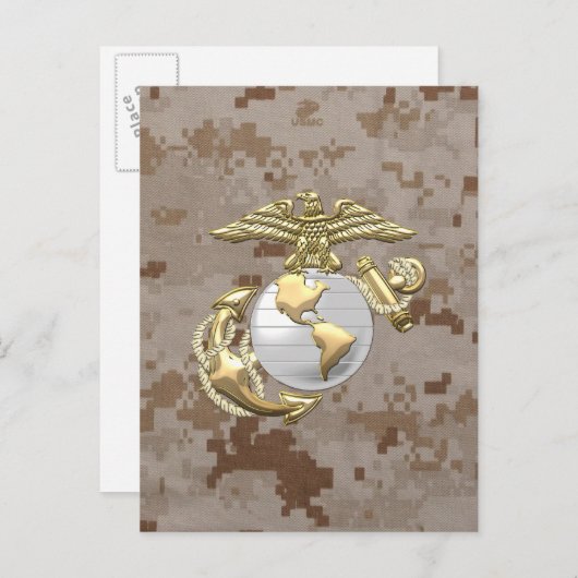 Carte Postale USMC Eagle, Globe & Ancre (EGA) [3D] (Devant / Derrière)
