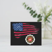 Carte Postale USMC Emblem et US Flag (Debout devant)