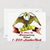 Carte Postale USMC En Coque D'Urgence Composez 1-800-Cou En Cuir (Devant / Derrière)