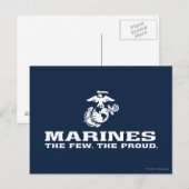 Carte Postale USMC Les rares Logo Fiers Empilés - Blanc (Devant / Derrière)