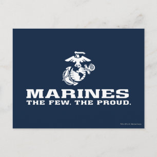 Carte Postale USMC Les rares Logo Fiers Empilés - Blanc