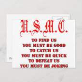 Carte Postale USMC pour nous attraper ou nous vaincre (Devant / Derrière)