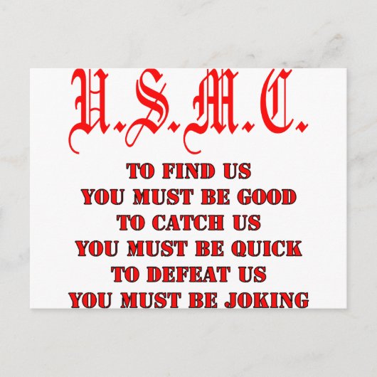 Carte Postale USMC pour nous attraper ou nous vaincre (Devant)