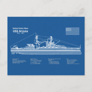 Carte Postale USS Arizona - Plan de plan d'expédition ABD