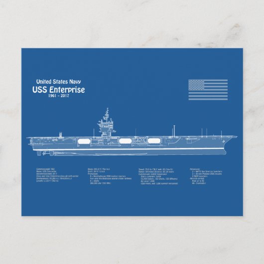 Carte Postale USS Enterprise - Plan de plan d'expédition ABD (Devant)
