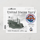 CARTE POSTALE USS FREMONT APA-44 ATTACK TRANSPORT POSTCARD (Devant / Derrière)