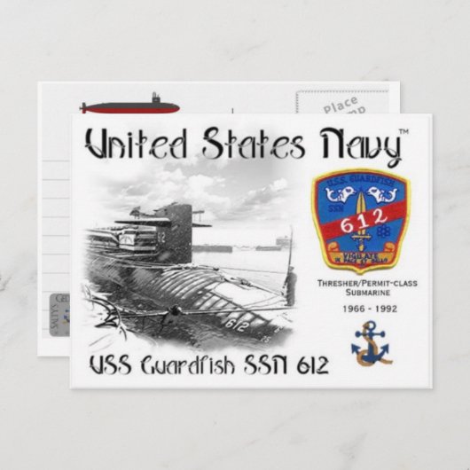 Carte Postale USS GUARDFISH SSN-612 POSTCARD z (Devant / Derrière)