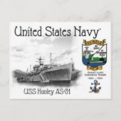 CARTE POSTALE USS HUNLEY AS-31 SOUS-MARINE TENDER POSTCARD (Devant)