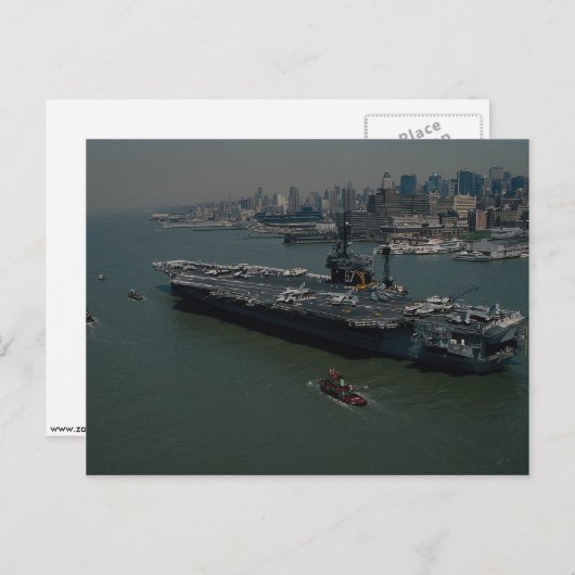 Carte Postale USS John F. Kennedy", entrant dans le Hudson R de  (Devant / Derrière)