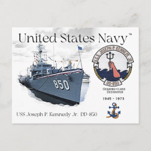 CARTE POSTALE USS JOSEPH P. KENNEDY JR. DÉTROYEUR DD-850