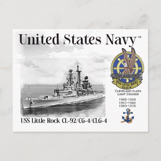 Carte postale USS LITTLE ROCK CL-92/CG-4/CLG-4 (Devant)
