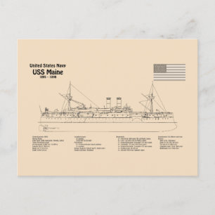 Carte Postale USS Maine - Plan directeur des navires SD