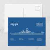 Carte Postale USS Missouri - Plan de plan d'expédition ABD (Devant / Derrière)