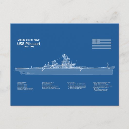 Carte Postale USS Missouri - Plan de plan d'expédition ABD (Devant)