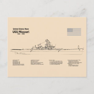 Carte Postale USS Missouri - Plan directeur des navires SD