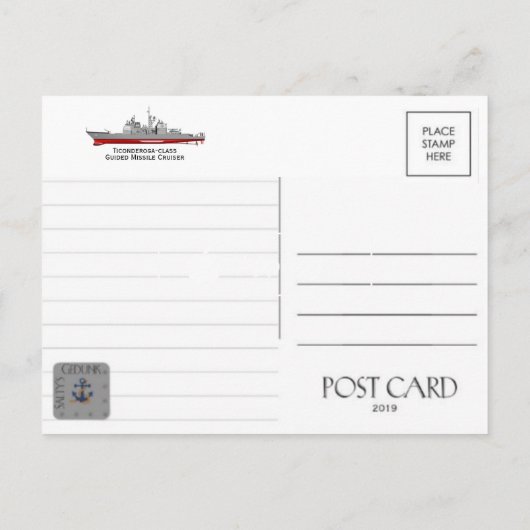 CARTE POSTALE USS MOBILE CG-53 GUIDED MISSILE CRUISER (Dos)