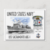 Carte Postale USS SACRAMENTO AOE-1 FAST COMBAT SUPPORT -Carte po (Devant)
