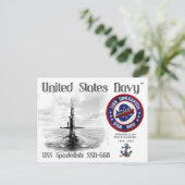 CARTE POSTALE USS SPADEFISH SSN-668 SOUS-MARINE (Debout devant)