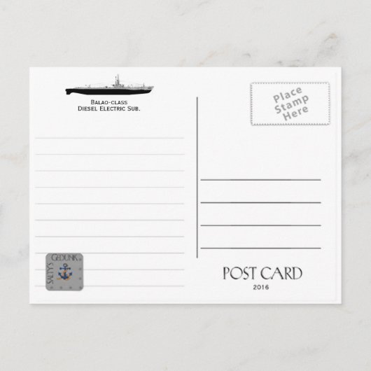 Carte Postale USS THREADFIN SS-410 SUB - -Carte postale (Dos)