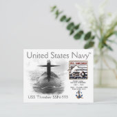 CARTE POSTALE USS THRESHER SSN-593 SOUS-MARINE POSTCARD (Debout devant)