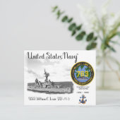 CARTE POSTALE USS WILLIAM C. LAWE DD-763 DESTROYER (Debout devant)