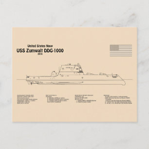 Carte Postale USS Zumwalt - Plans de conception de navire SD