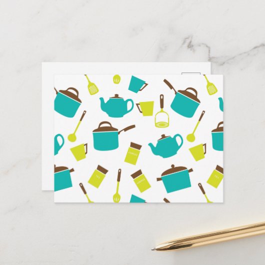 Carte Postale Ustensiles de cuisine, Vaisselle, Couverts, Articl (Devant/Arrière en situation)