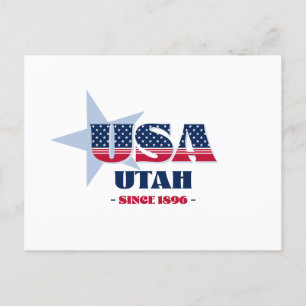 Carte postale Utah en rouge, blanc et bleu