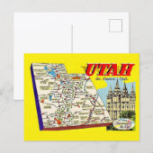 Carte Postale Utah Retro Map Postcard Postcard (Devant / Derrière)