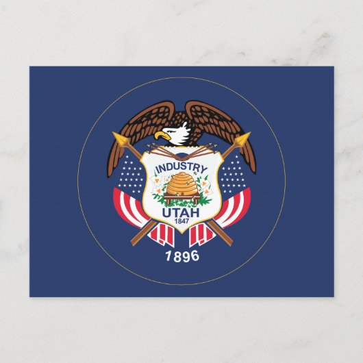 Carte Postale Utah State Flag Modern Beehive Star Land of Zion (Devant)