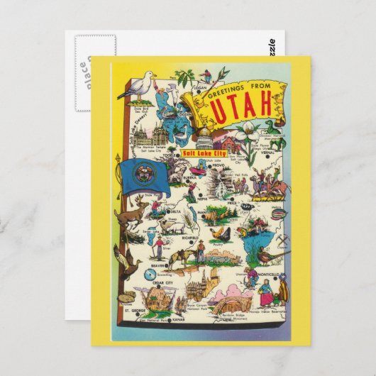 Carte postale Utah State Map (Devant / Derrière)